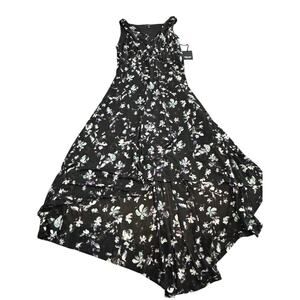 SimplyVera Dress Size L Black White Floral